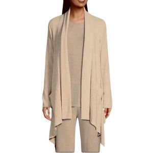 Barefoot Dreams CozyChic Ultra Lite Draped Shawl Collar Cardi in Tan Size Small